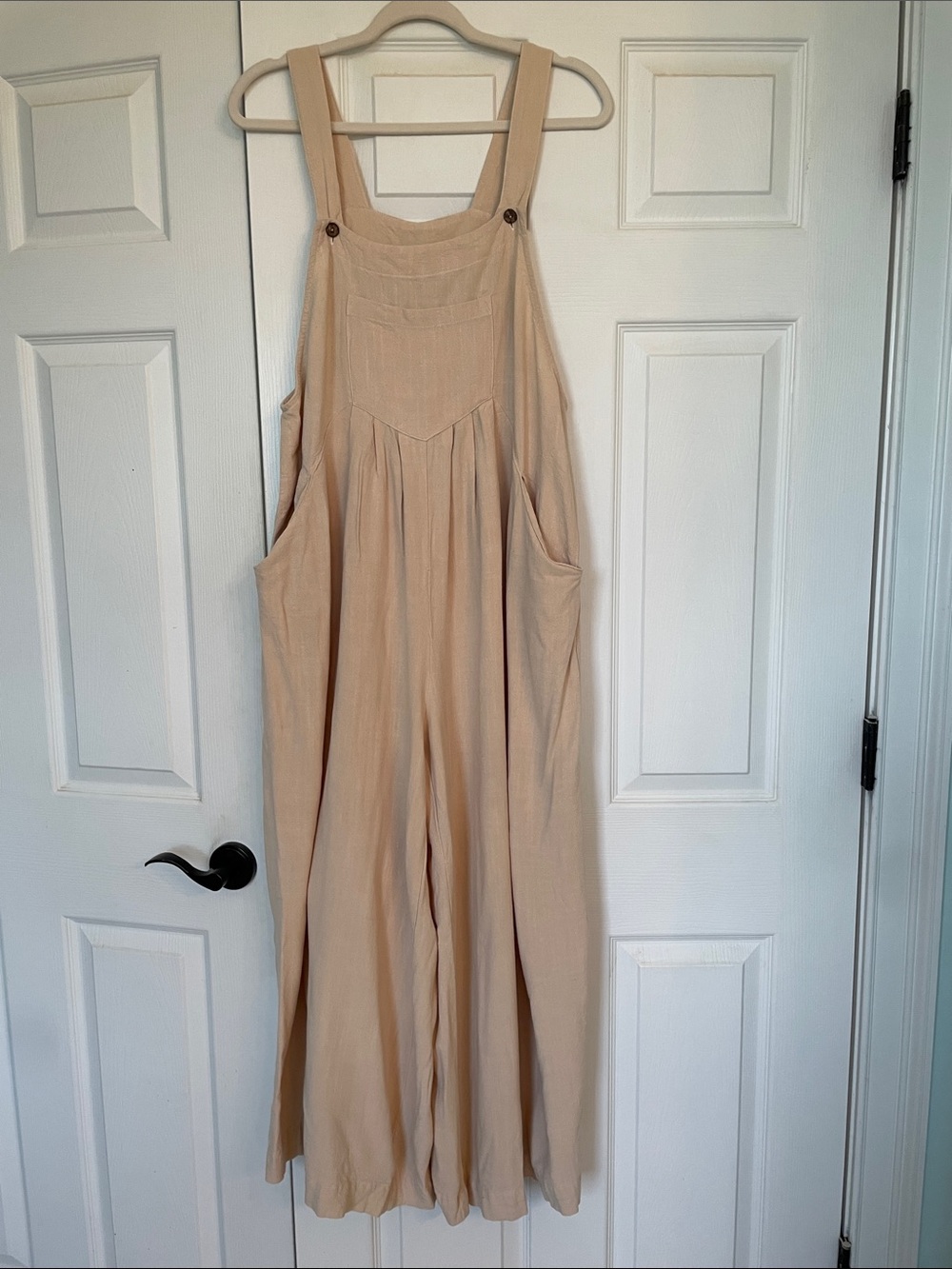 Beige Wide-Leg Overalls Jumper Womens L